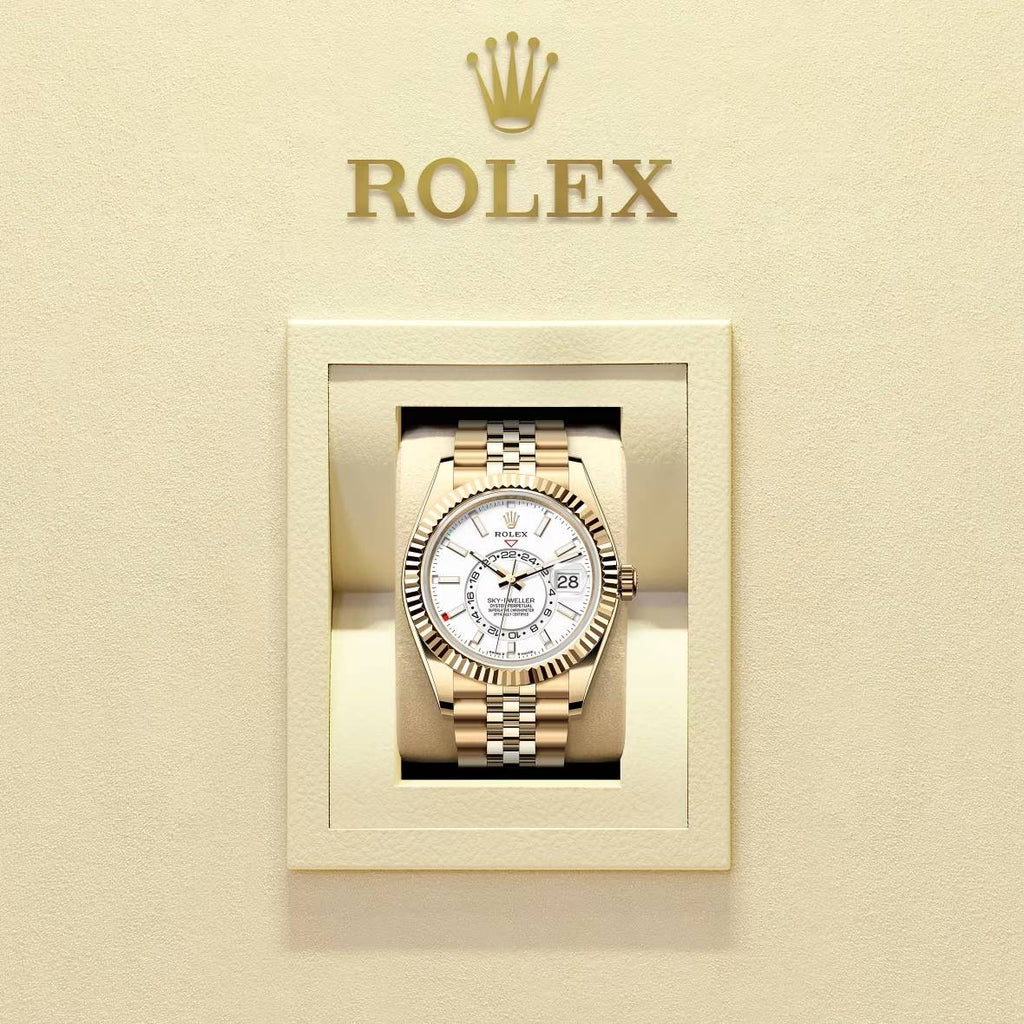 Rolex Sky-Dweller 42 mm | 18k Yellow Gold Jubilee Bracelet | Intense white dial Fluted bezel | 18k Yellow gold Case Men's Watch 336938