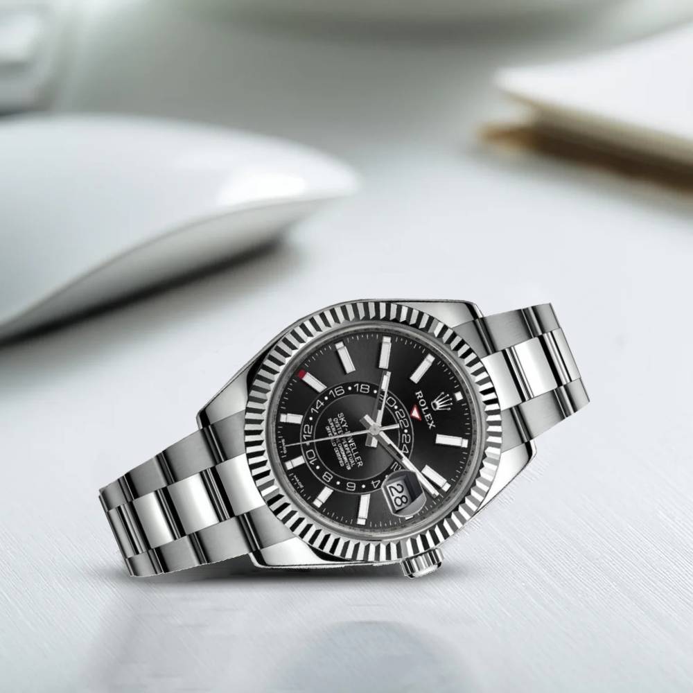 Rolex Sky-Dweller 42mm - Ref: 326934-0005 - Bright Black Stick Dial, Stainless Steel Oyster Bracelet Watch