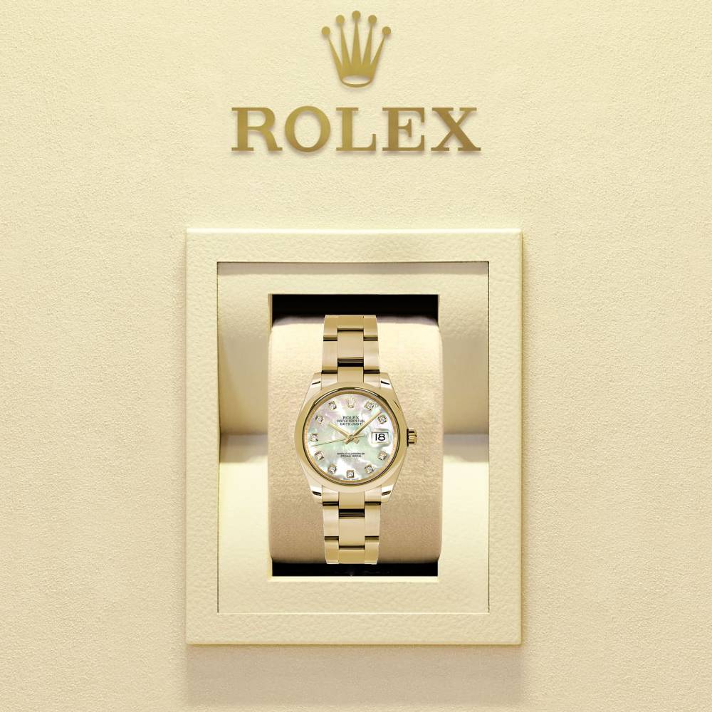 Rolex Datejust 31mm - Ref: 178248 mdo - White Mother of Pearl Dial, 18K Yellow Gold Oyster Bracelet Women's Watch