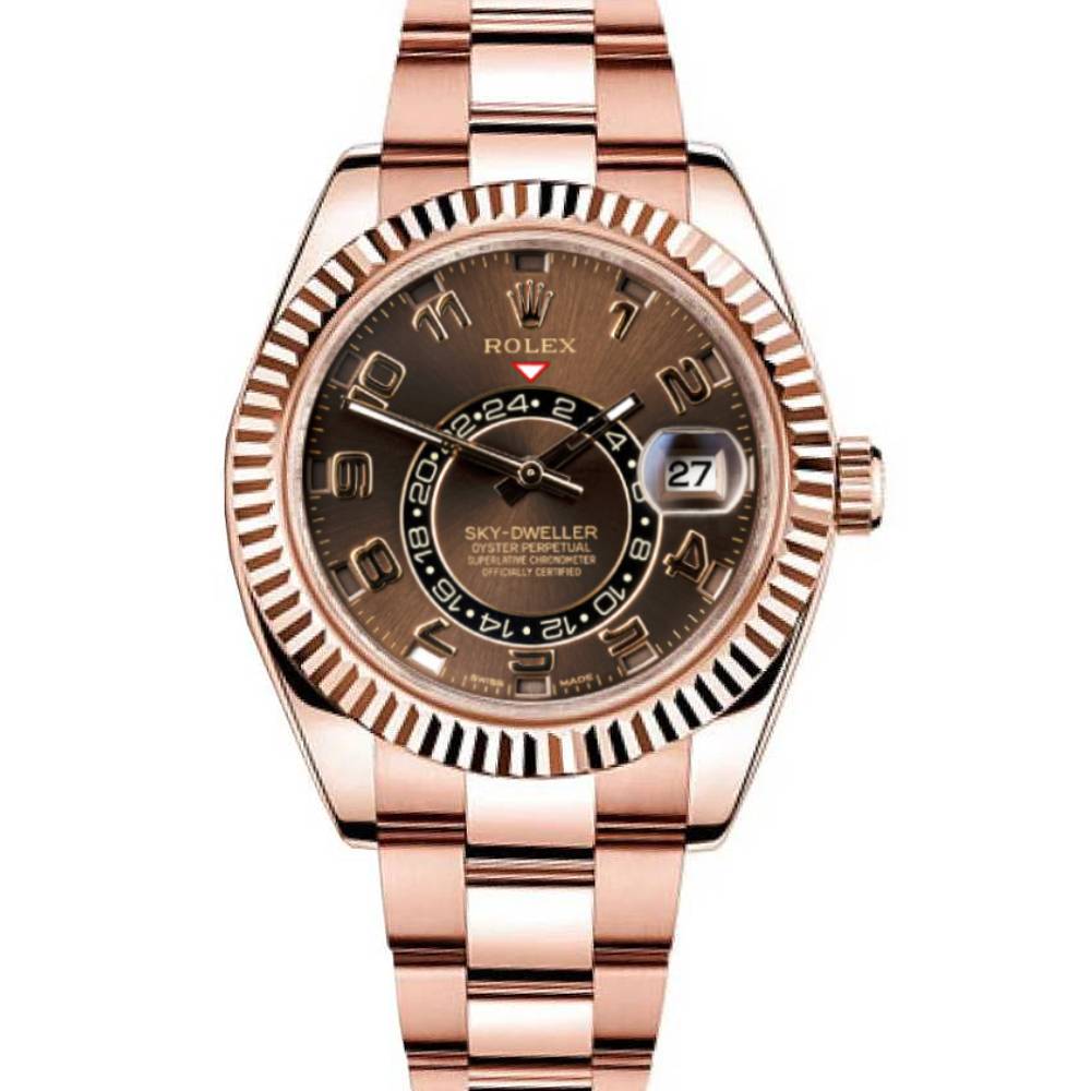 Rolex Sky-Dweller 42mm - Ref: 326935C - Chocolate Roman Dial, 18K Rose Gold Oyster Bracelet Men's Watch