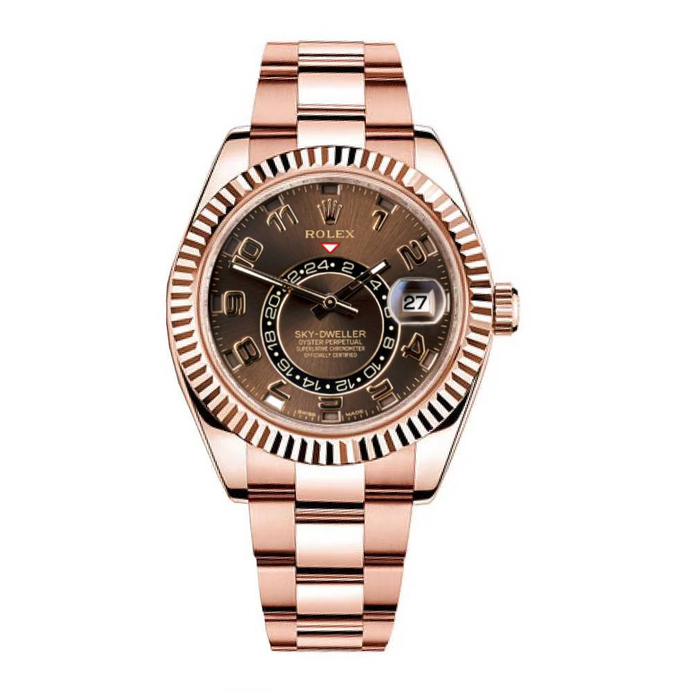 Rolex Sky-Dweller 42mm - Ref: 326935C - Chocolate Roman Dial, 18K Rose Gold Oyster Bracelet Men's Watch