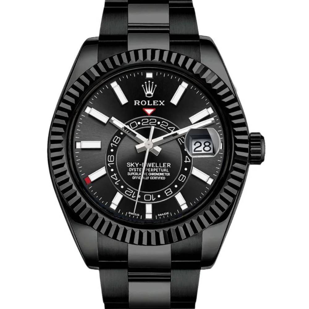 Rolex Sky-Dweller 42mm - Ref: 336934 (PVD) - Bright Black Stick Dial, Black PVD Stainless Steel Oyster Bracelet Watch