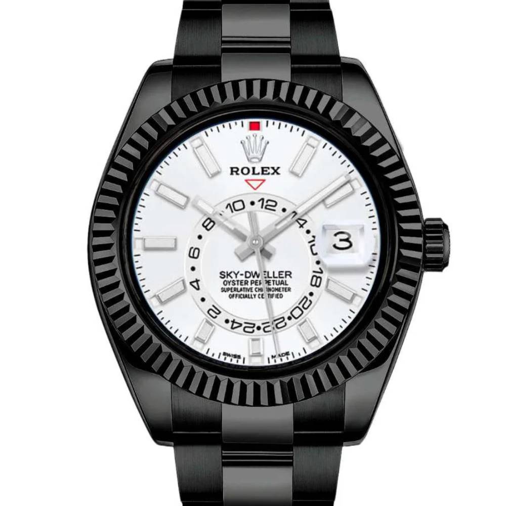 Rolex Sky-Dweller 42mm - Ref: 336934 (PVD) - Intense White Stick Dial, Black PVD Stainless Steel Oyster Bracelet Watch