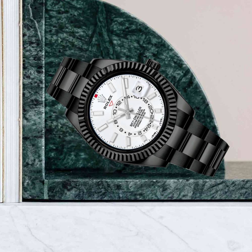 Rolex Sky-Dweller 42mm - Ref: 336934 (PVD) - Intense White Stick Dial, Black PVD Stainless Steel Oyster Bracelet Watch