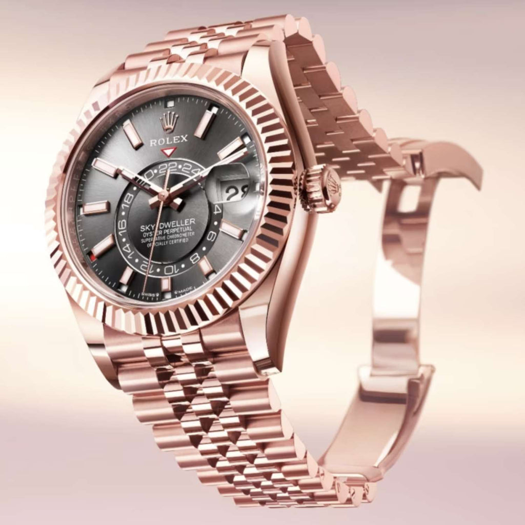 Rolex Sky-Dweller 42 mm | 18k Everose Gold Jubilee Bracelet | Slate dial Fluted bezel | 18k Everose gold Case Men's Watch 336935-0008