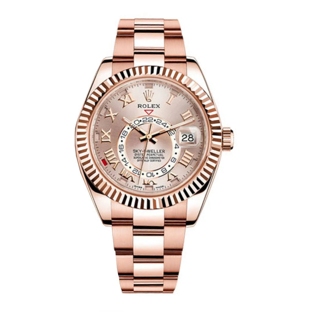 Rolex Sky Dweller Sundust Dial 18kt Everose Gold Mens Watch 326935