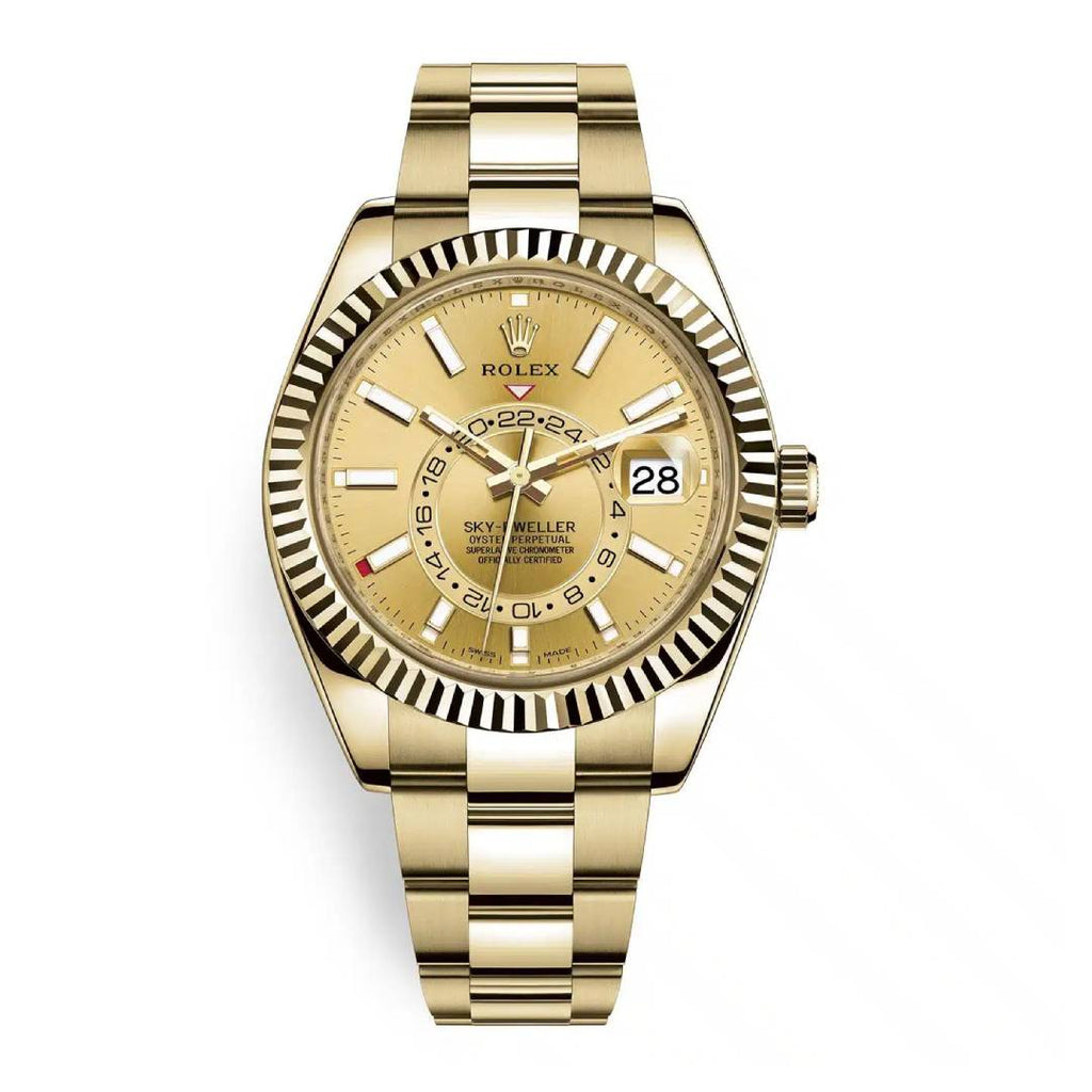 Rolex Sky-Dweller Champagne Dial, 18kt Yellow Gold Watch 326938-0003