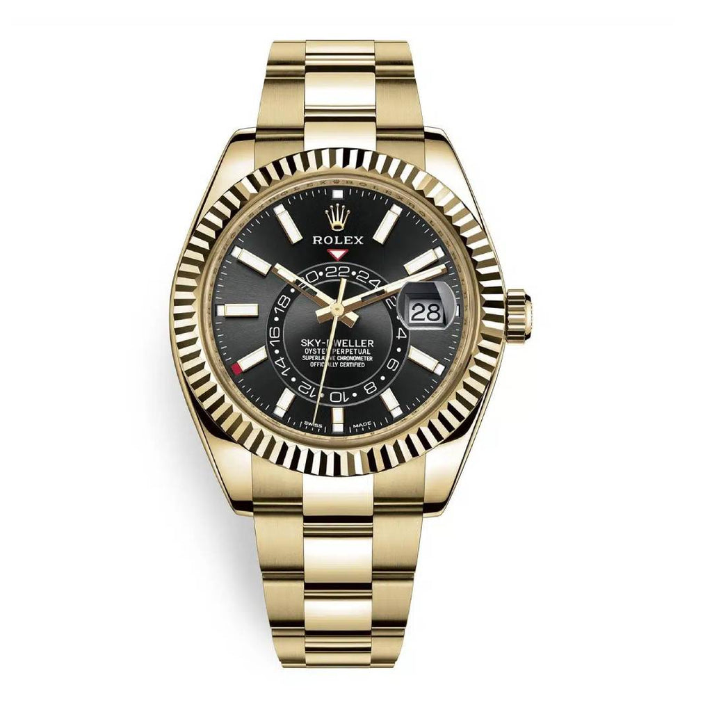 Rolex Sky-Dweller Black Dial Automatic 18kt Yellow Gold Watch 326938-0004