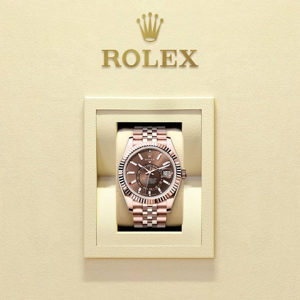 Rolex Sky-Dweller 42 mm | 18k Everose Gold Jubilee Bracelet | Chocolate dial Fluted bezel | 18k Everose gold Case Men's Watch 336935