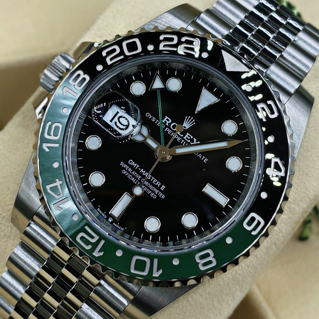 Rolex Sprite GMT-Master II With A Green And Black Bezel Ref. # 126720VTNR Jubilee Bracelet Men's Watch