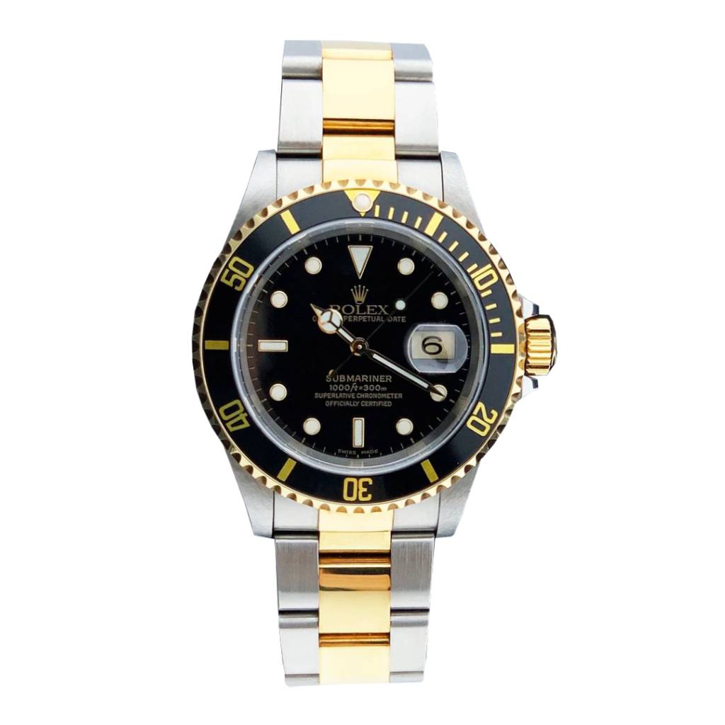 Rolex Submariner Date 40 mm | Two-Tone Stainless Steel and 18k Yellow Gold Oyster bracelet | Black dial Black bezel | Stainless Steel and 18k Yellow Gold Case Men's Watch 16613