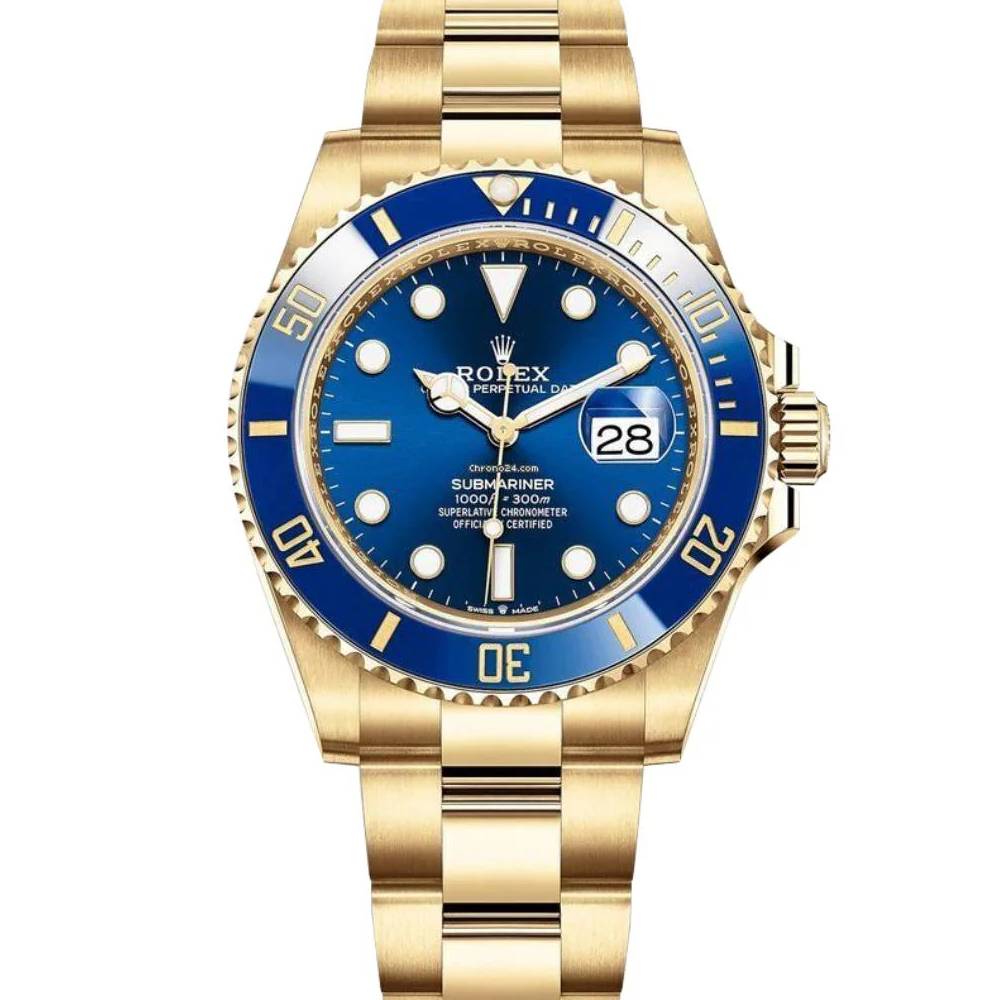 Rolex Submariner Date 40mm - Ref: 116618BL - Blue Dial, 18K Yellow Gold Oyster Bracelet Watch