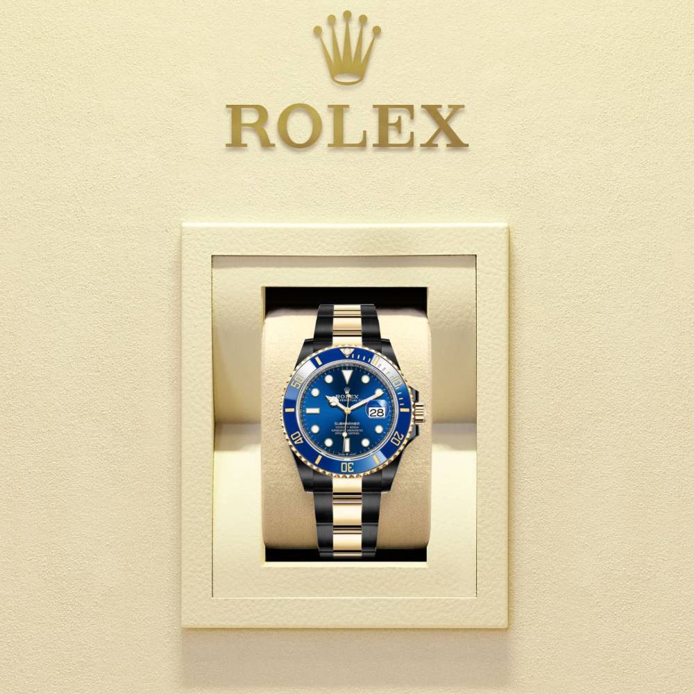 Rolex Submariner Date 41mm | Two-Tone Black PVD Stainless steel & 18k Yellow Gold bracelet | Royal blue dial | Men's Watch 126613lb-0002 (PVD)