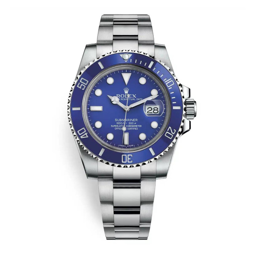 Rolex Submariner Smurf 40 mm | 18k White Gold Oyster bracelet | Blue Index dial Blue bezel | 18k White Gold Case Men's Watch 116619lb