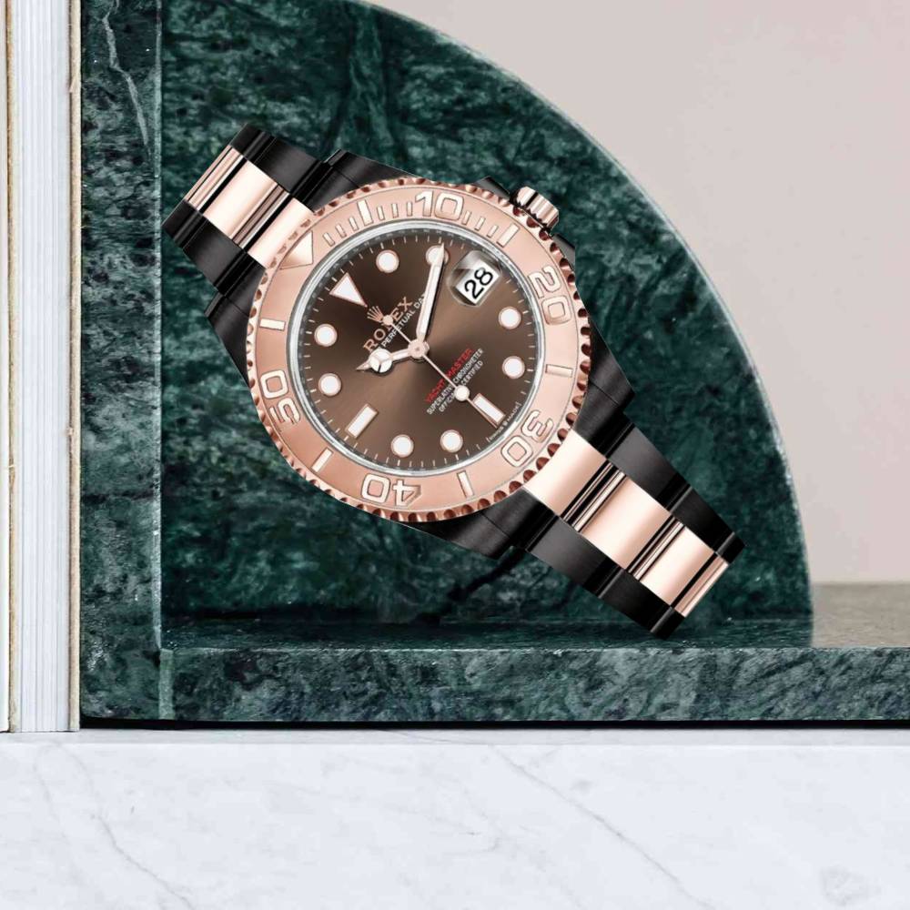 Rolex Yachtmaster 37mm - Ref: 268621-0003-pvd-2 - Chocolate Dial, Two Tone Black PVD & 18K Rose Gold Oyster Bracelet Men's Watch