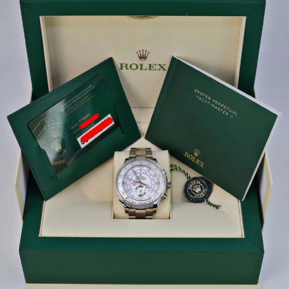 Rolex Yachtmaster II 44mm - Ref: 116689-0002 - White Dial, 18K White Gold Oyster Bracelet Men's Watch