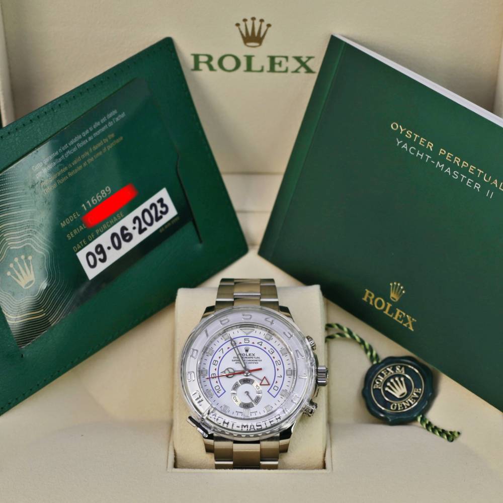 Rolex Yachtmaster II 44mm - Ref: 116689-0002 - White Dial, 18K White Gold Oyster Bracelet Men's Watch