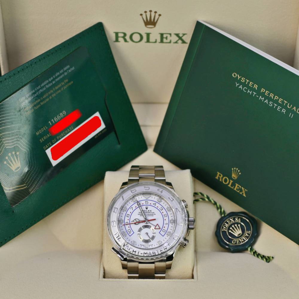 Rolex Yachtmaster II 44mm - Ref: 116689-0002 - White Dial, 18K White Gold Oyster Bracelet Men's Watch