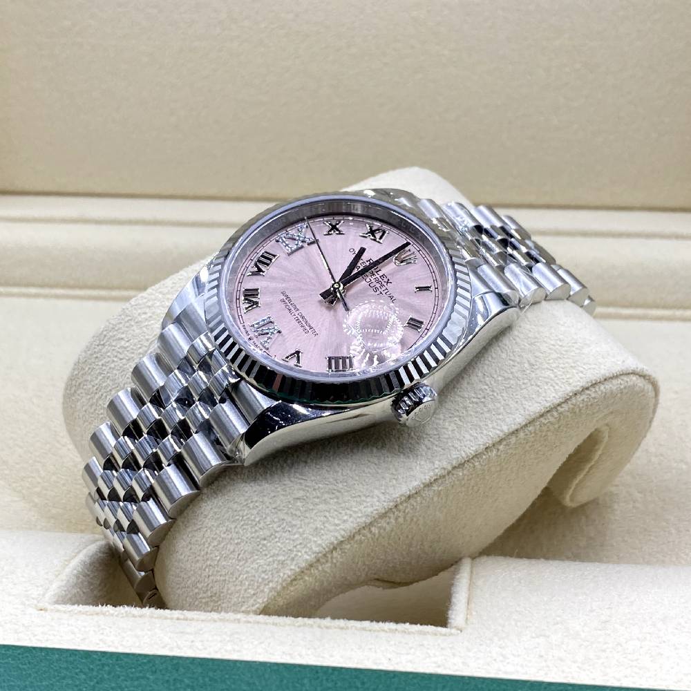 Rolex Datejust 36mm - Ref: 126234-0031 - Pink Roman Diamond Dial, Stainless Steel Jubilee Bracelet Watch