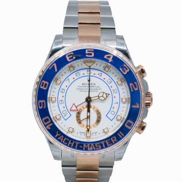 Rolex Yacht-Master II, 44mm, 18k Rose Gold and Stainless Steel, White dial, 116681 Front View
