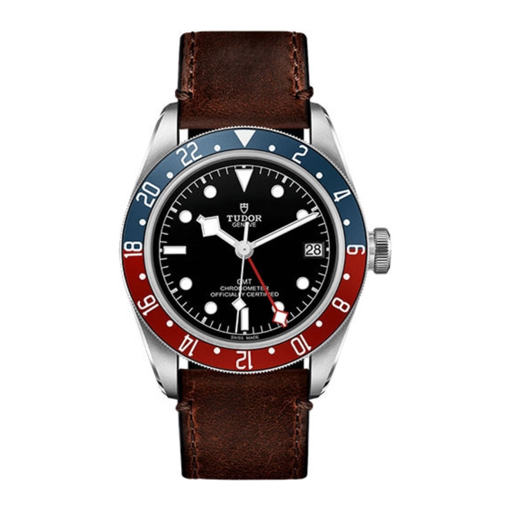 Tudor Black Bay GMT 41mm | Terra di Siena Brown leather strap | black domed Dial | Men's Watch ref. M79830RB-0002