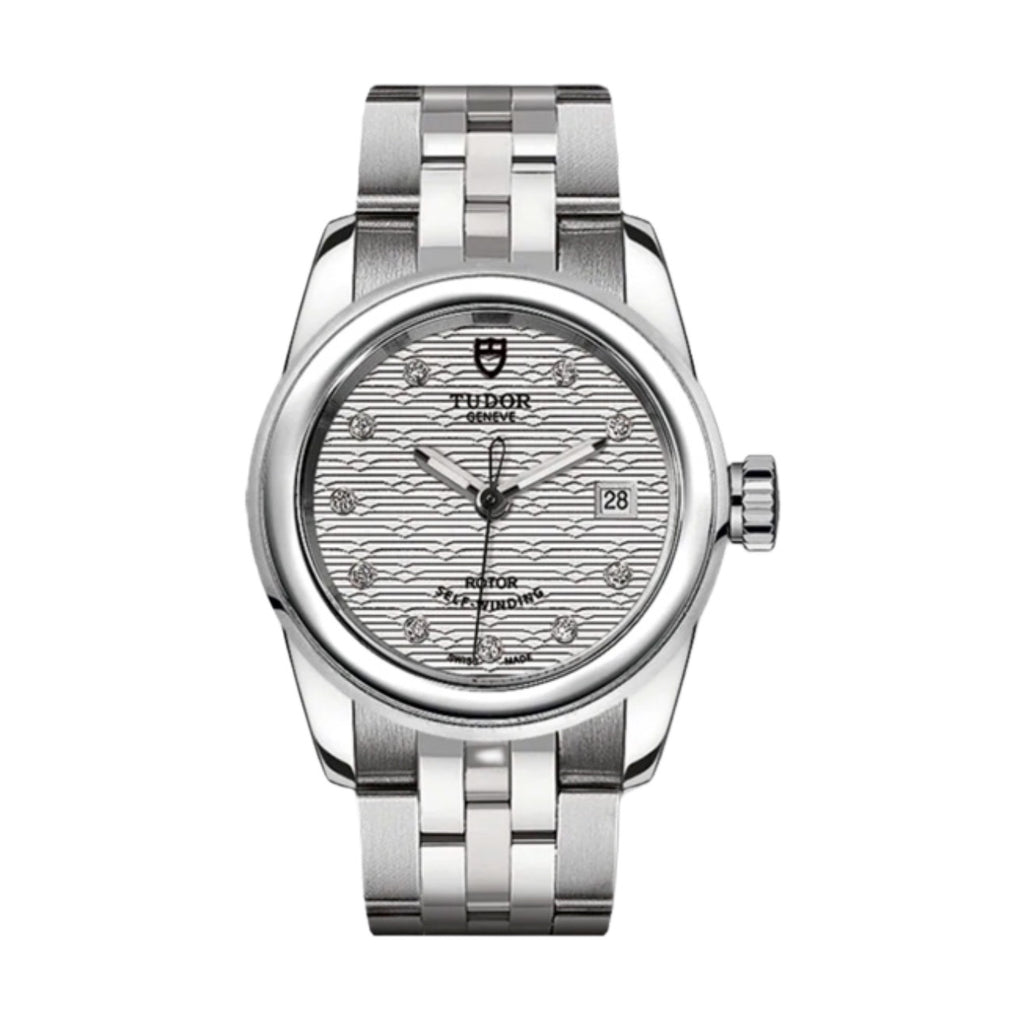 Tudor Glamour Date 26mm | Stainless Steel bracelet | Silver jacquard Diamond dial | Ladies Watch M51000-0004