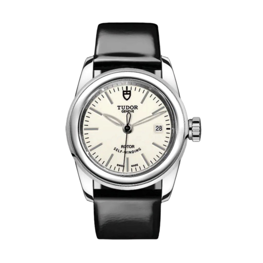 Tudor Glamour Date 26mm | Black patent leather strap | Opaline dial | Ladies Watch M51000-0029