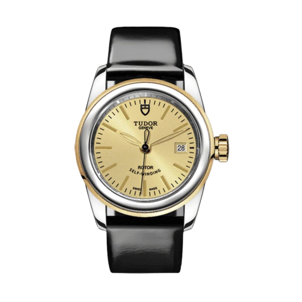 Tudor Glamour Date 26mm | Black patent leather strap | Champagne dial | Ladies Watch Tudor Glamour Date 26mm | Steel and 18k yellow gold bracelet | Opaline dial | Ladies Watch M51003-0020