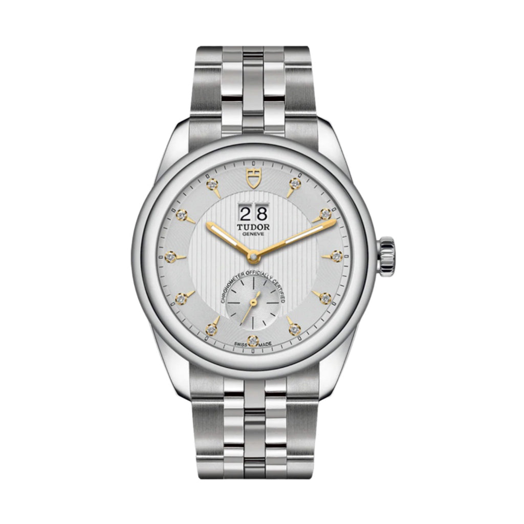 Tudor Glamour Double Date 42mm | Stainless Steel bracelet | Silver Diamond dial | Men's Watch M57100-0005