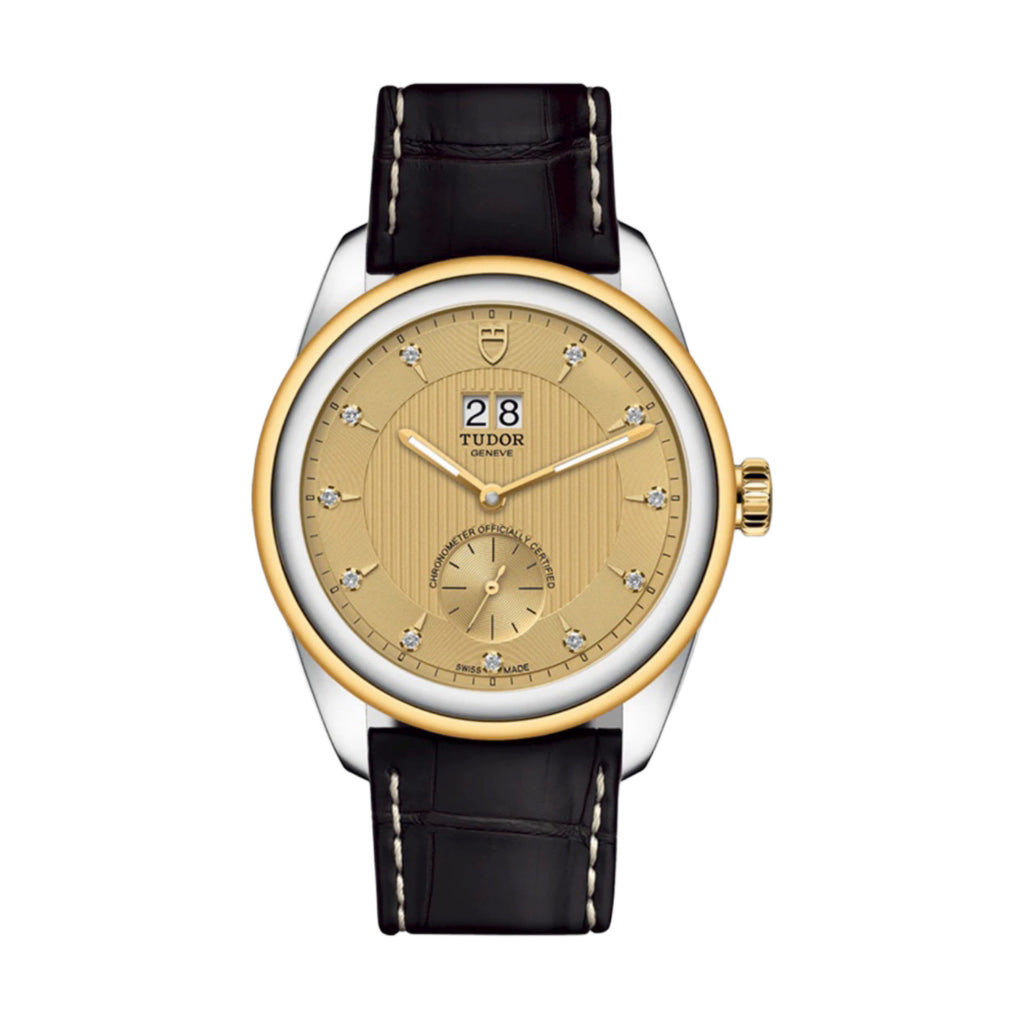 Tudor Glamour Double Date 42mm | Matte brown alligator leather bracelet | Champagne dial | Men's Watch M57103-0024