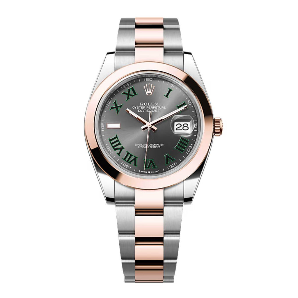 Wimbledon Rolex Oyster Perpetual Datejust 41mm | Steel and 18k Everose gold Oyster bracelet | Slate dial Smooth bezel | Steel and 18k Everose gold Case Men's Watch 126301-0015