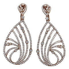 Beautiful 18K rose gold diamond long earrings
