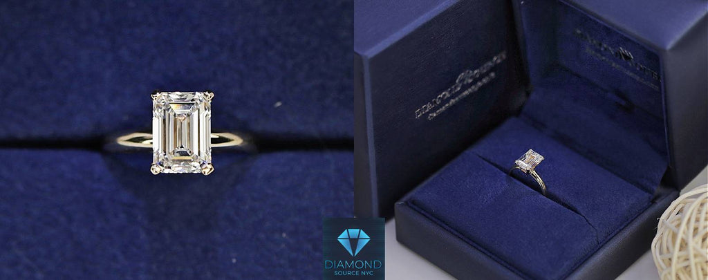 Jeweler inspecting a diamond ring with a loupe to evaluate its quality.