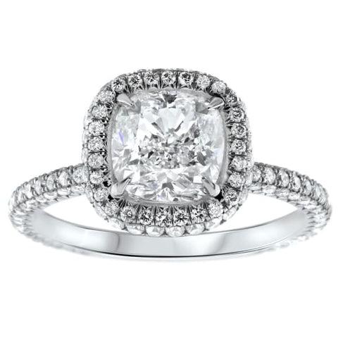 Platinum Engagement Ring With Center Diamond 2.02ct F VS2 Cushion Cut R-45619300