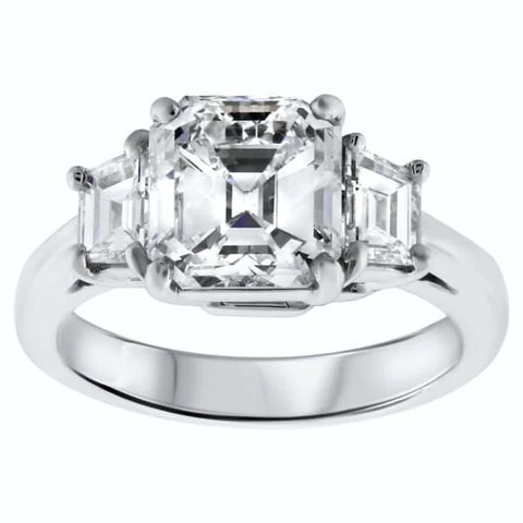 Platinum Engagement Ring With Center Diamond 2.12ct G VS2 Emerald Cut ENG-80000
