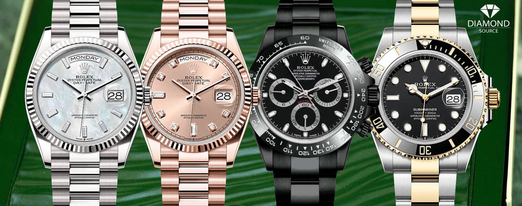 Different materials used in Rolex watches and their pricing variations.