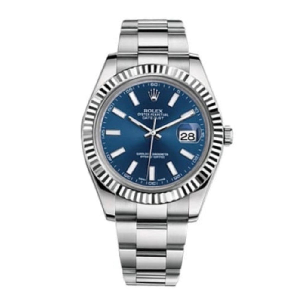 Rolex, Datejust 41mm, Stainless Steel Oyster bracelet, Blue dial Fluted bezel, Oystersteel and 18k white gold Case Men's Watch, Ref. # 126334-0001
