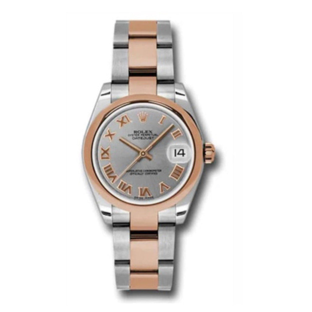 Rolex, Ladies Watch Datejust 31mm Grey dial, Smooth bezel, Stainless steel, and 18k Rose gold Oyster, 178241 gro