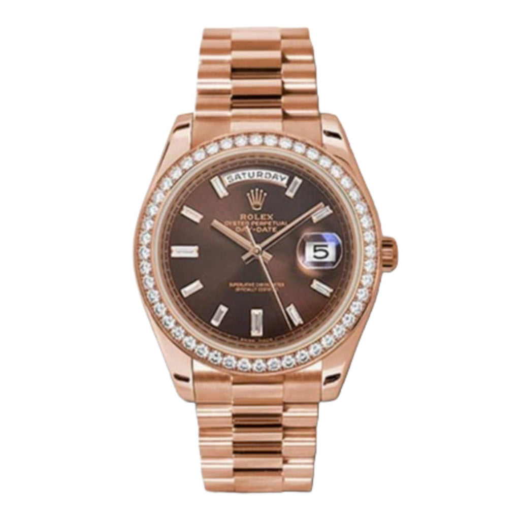 Rolex, Day-Date 40 Presidential Chocolate dial, Watch Diamond Bezel, President bracelet, 228345rbr-0006