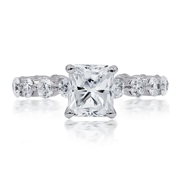 1.55 CT Radiant Diamond with White Gold Vintage Bezel Set Eternity Engagement Ring ENG-60000