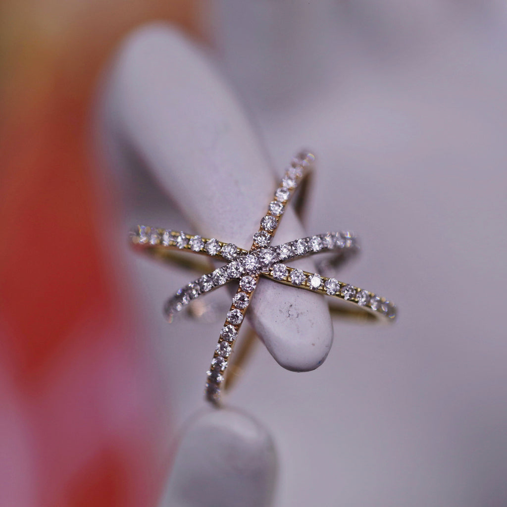 14k Two-Tone Cocktail Ring with Diamonds, 2.00 ct TDW R-10002