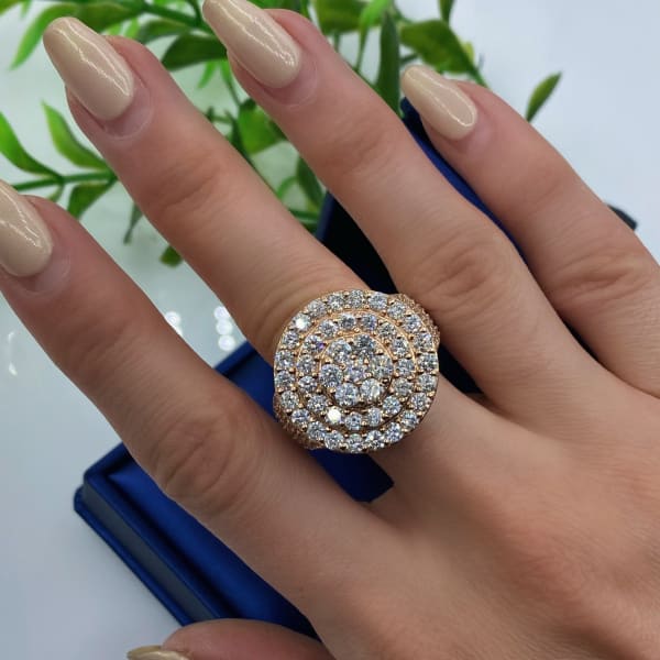 14k rose Gold Cocktail Ring features 4.58ct. - White gold
