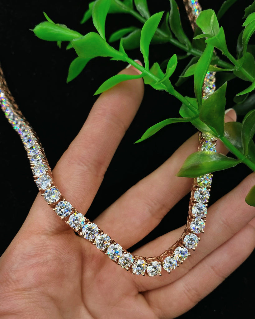 14k Rose Gold Diamond Tennis Necklace NEC-45692050 - Jewelry