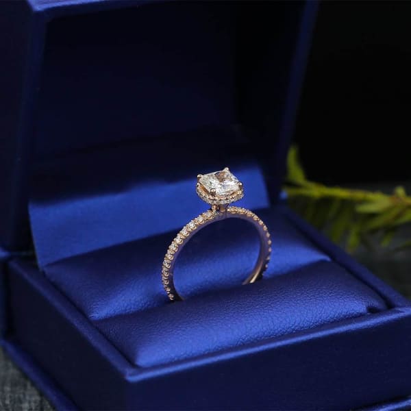 14k Rose Gold Engagement Ring with Center Cushion Cut 1.01ct. Diamond ENG-12606, Profile
