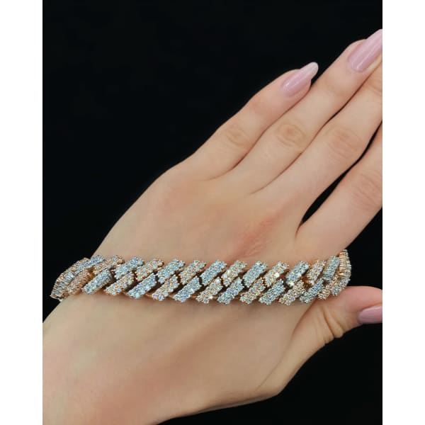 14k Two-Tone Diamond Fashion Cuban Link Bracelet with 