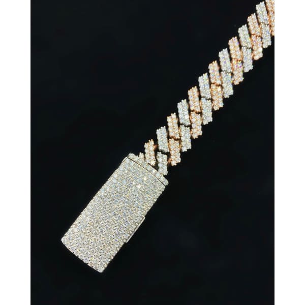 14k Two-Tone Diamond Fashion Cuban Link Bracelet with 