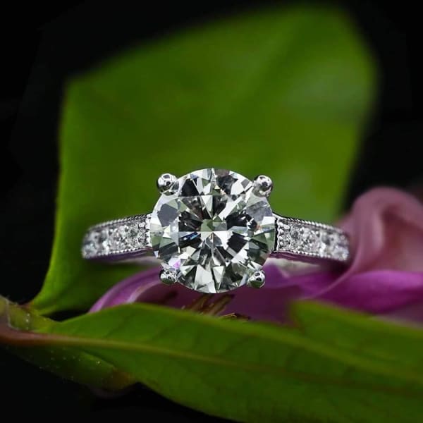 14k White Gold AGI Certified Engagement Ring with 3.48ct TDW ENG-92500