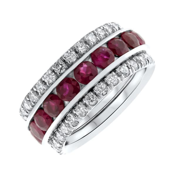 14k White Gold Diamond And Rubies Eternity Band RN-9251, Main view