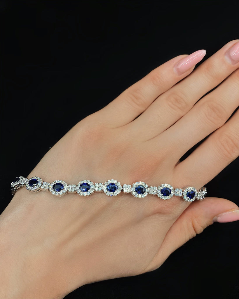 14k White Gold Diamond and Sapphire Bracelet BR-20000_1 - 