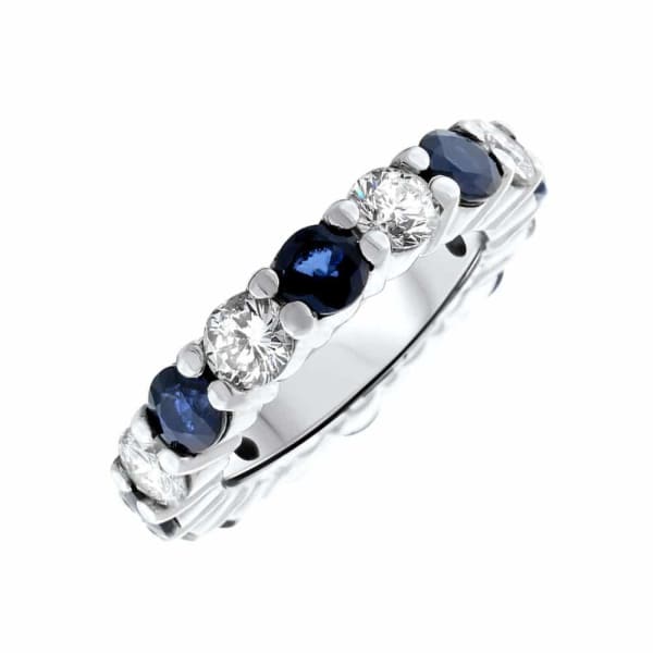 14k White Gold Diamond And Sapphire Eternity Band RN-173350, Main view